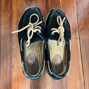 UGG Australia Womens Coris Calf Hair Scales Espadrille Shoes Black Lace Up Used